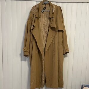 Pretty Little Thing Tan Double Breasted Trench Coat 12